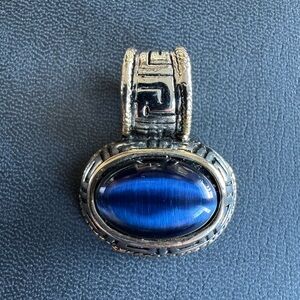 Lapis Lazuli Oval/Greek Key Design Necklace Slider in Silver/Gold tone